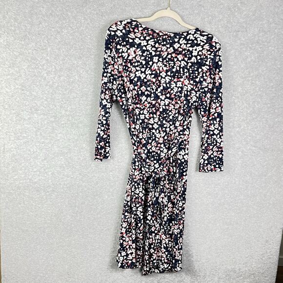 Banana Republic Wrap Midi Dress Medium 3/4 Sleeve All Over Print Multicolor - Picture 2 of 5
